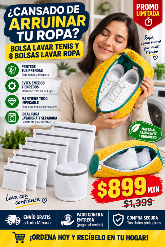 Bolsa Lavar Tenis + 8 Bolsas Ropa Premium