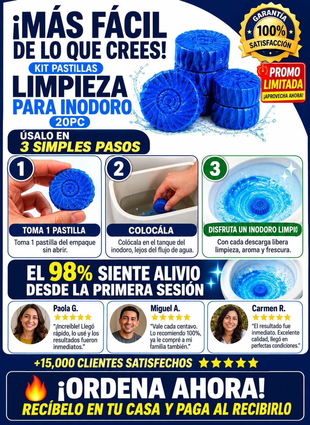 Kit 20 Pastillas Limpiadoras Inodoro Poderosas Efectivas