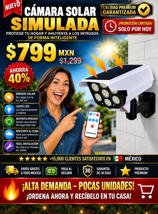 Lámpara Solar Simulador Cámara Vigilancia Recargable