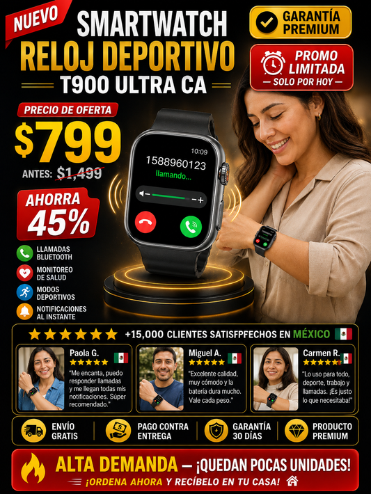 Smartwatch T900 Ultra Deportivo GPS Resistente Agua