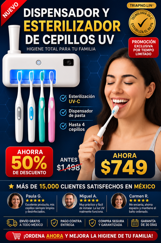 Dispensador Esterilizador UV Cepillos Dental Premium