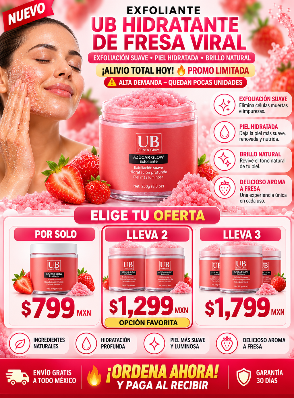 Exfoliante Facial Fresa Hidratante Viral Suave