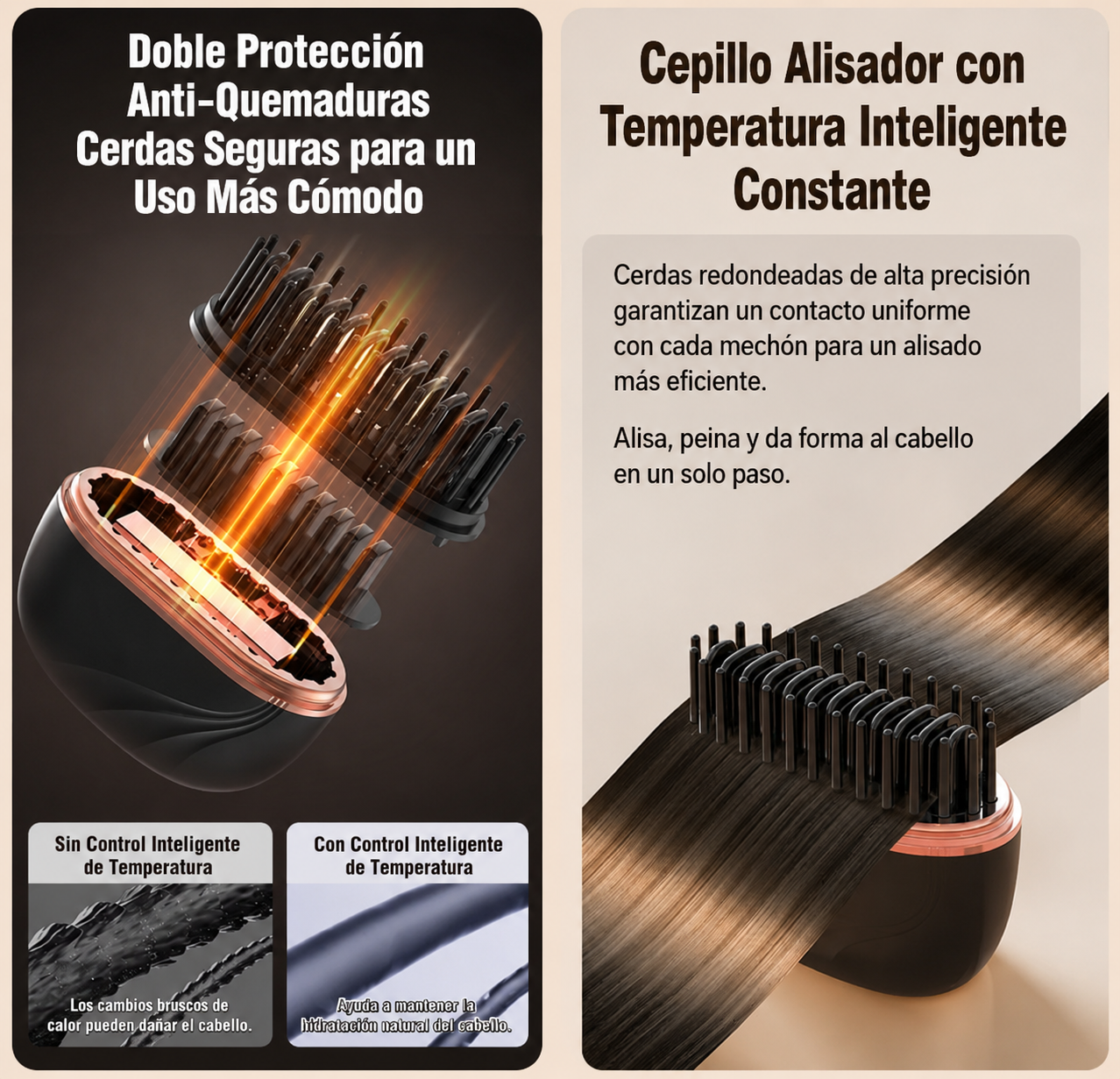 💎 Cepillo Alisador Portátil Viral 🔥 Liso, Brillo y Sin Frizz en Minutos ✨