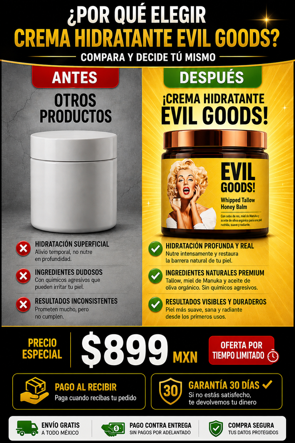 Crema Hidratante Evil Goods Facial Premium Piel Suave