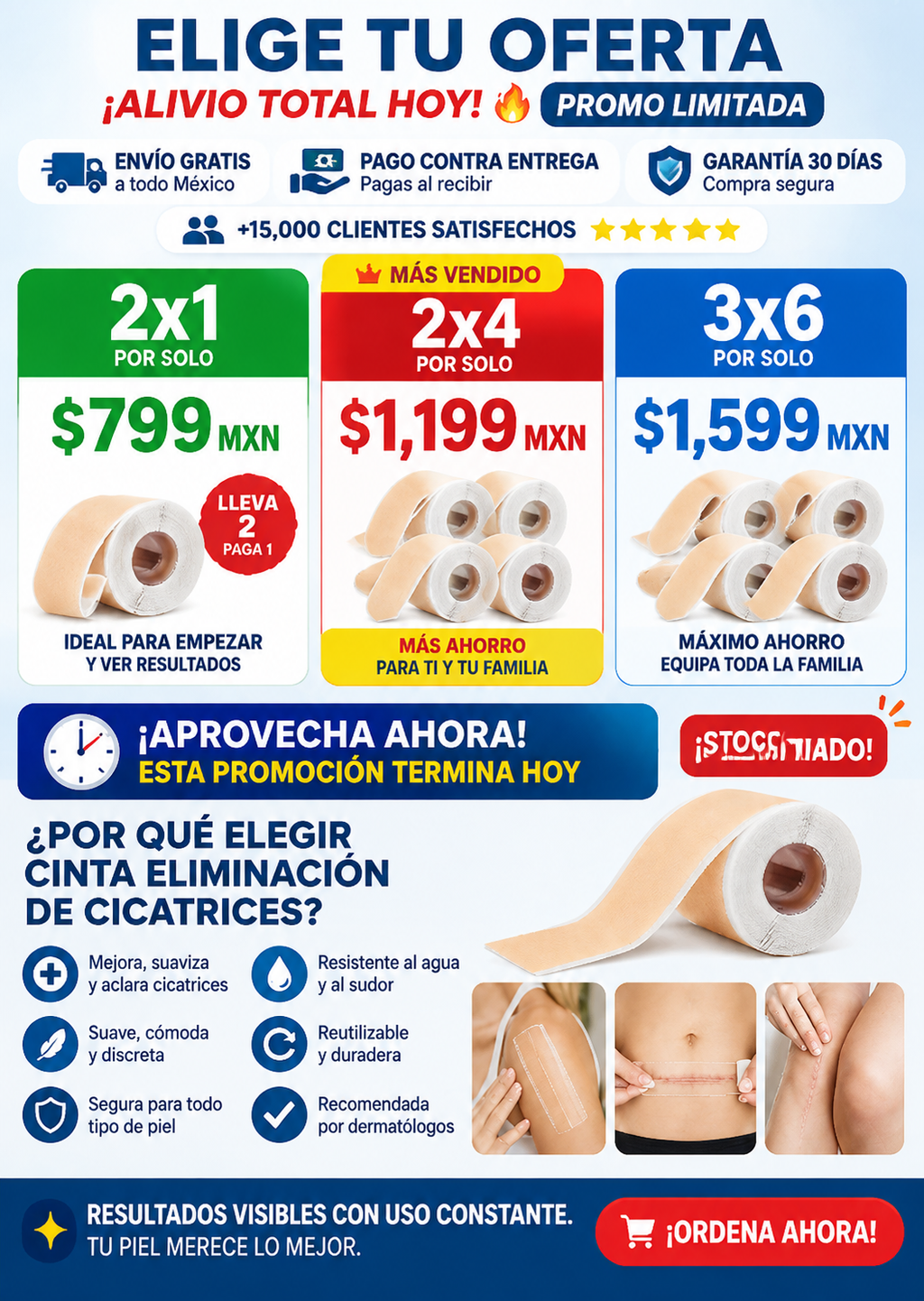 Cinta Efectiva Elimina Cicatrices Marcas Piel Rápido