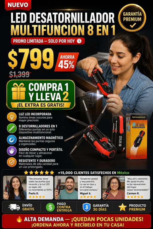 Led Desatornillador Multifuncion 8 En 1 - imagen 1