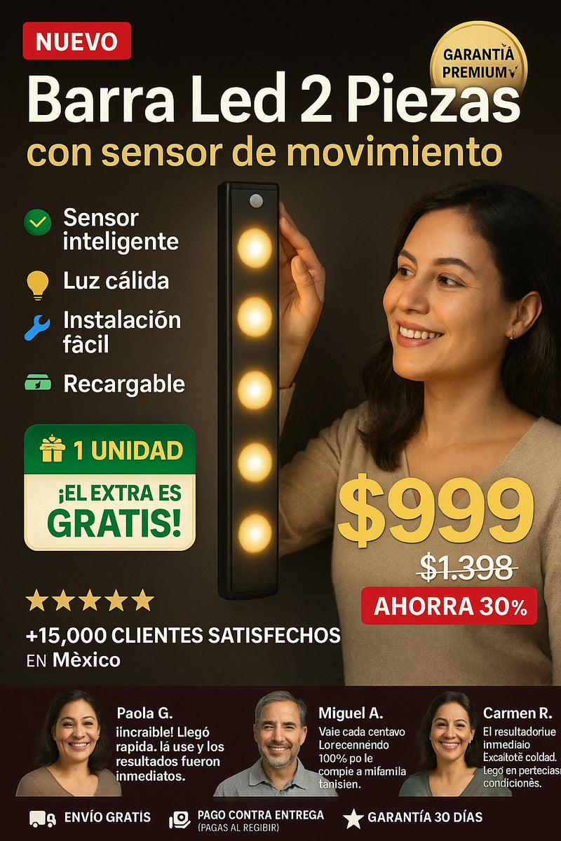 Barra Led 2 Piezas con sensor de movimiento - imagen 1