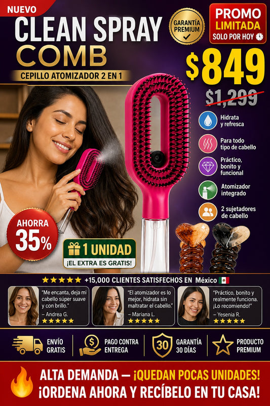 Cepillo Atomizador Y 2 Sujetador Cabello - imagen 1