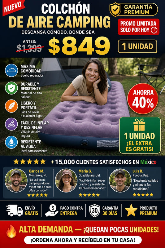 Colchon Inflable Individual Aire Camping - imagen 1