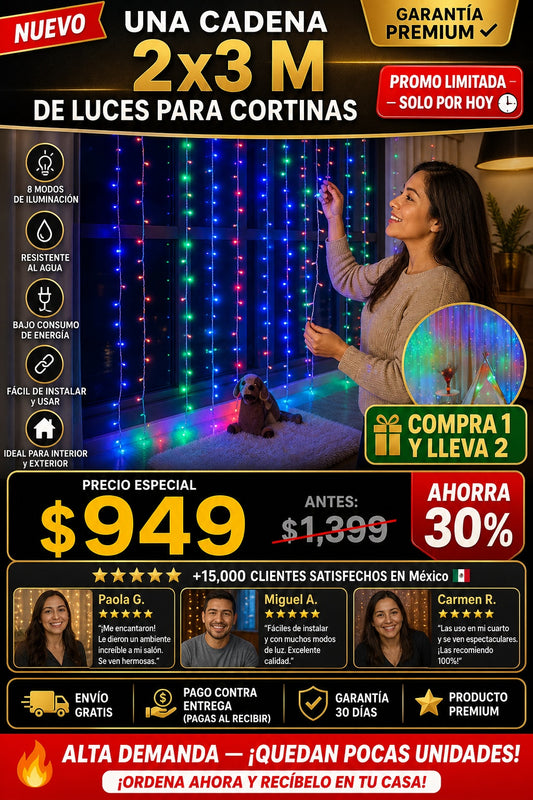 Una Cadena 2x3 M De Luces Para Cortinas - imagen 1
