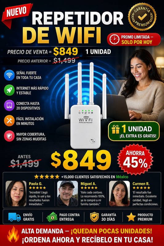 Repetidor De Wifi dispositivo electrónico diseñado para ampliar la cobertura de una red inalámbrica. - imagen 1