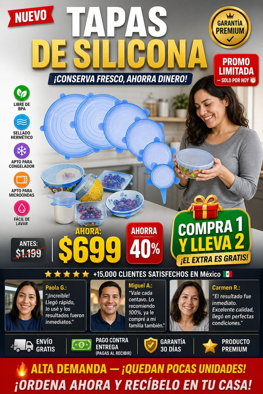 6 Tapas De Silicon Reutilizable oferta de 2x1 total recibes 12 - imagen 1