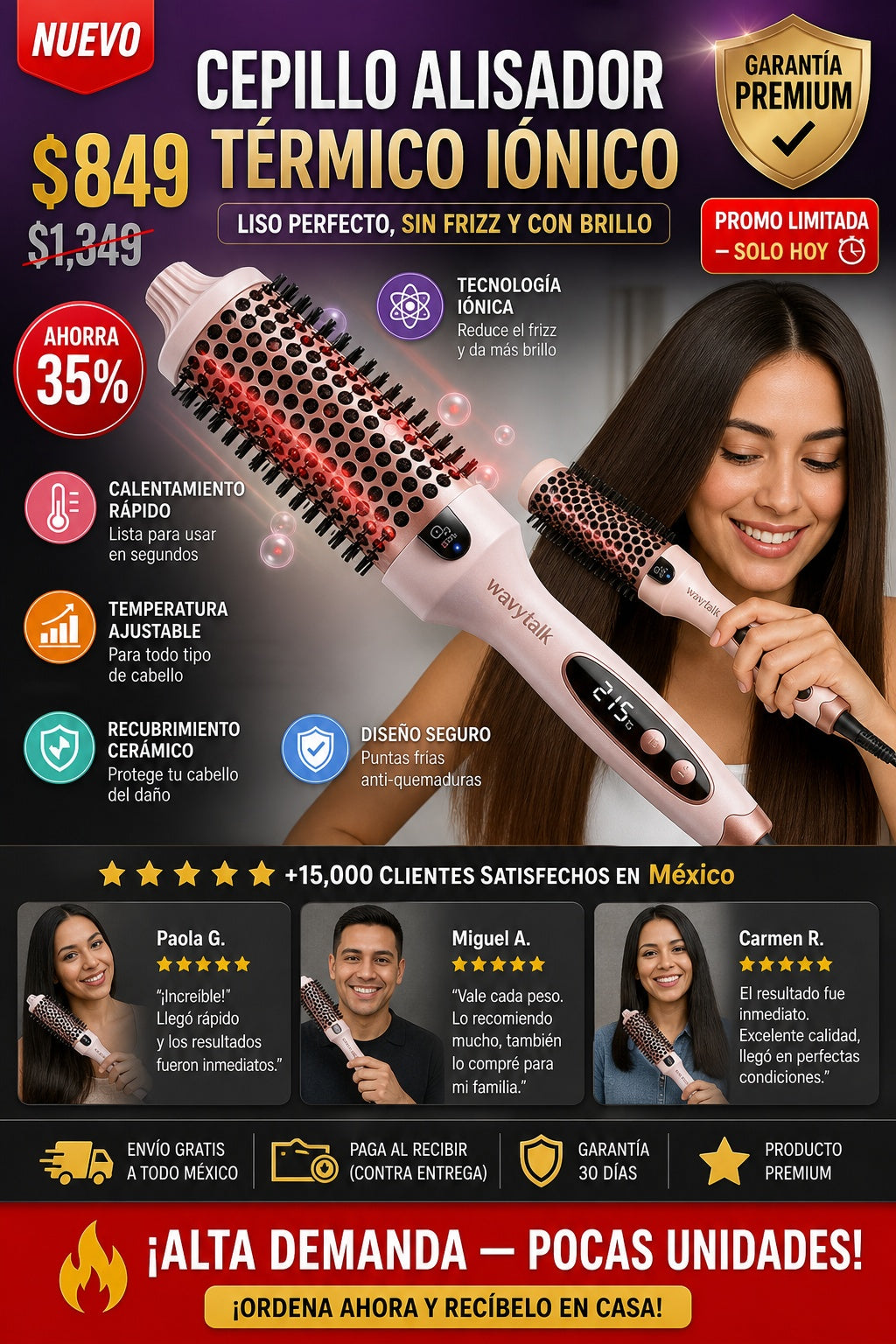 Cepillo alisador térmico iónico para cabello - imagen 1 - hero
