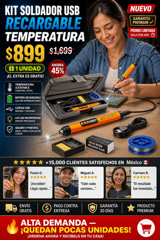 Kit Soldador Usb Recargable Temperatura - imagen 1