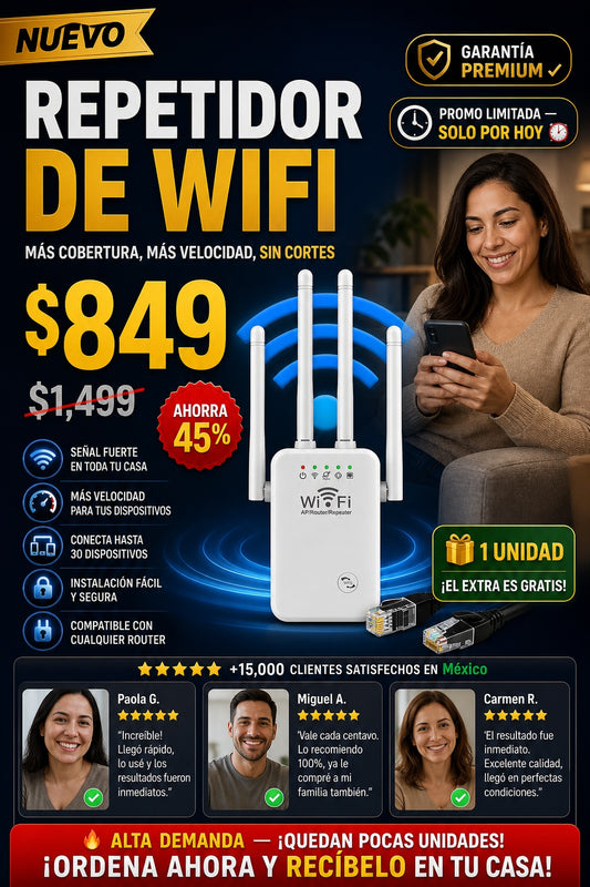 Repetidor De Wifi dispositivo electrónico diseñado para ampliar la cobertura de una red inalámbrica - imagen 1