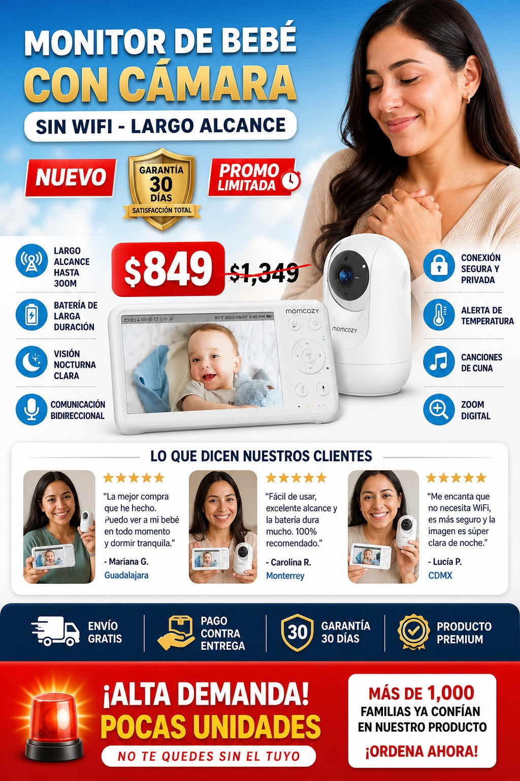 Monitor de bebé con cámara sin WiFi de largo alcance - imagen 1 - hero