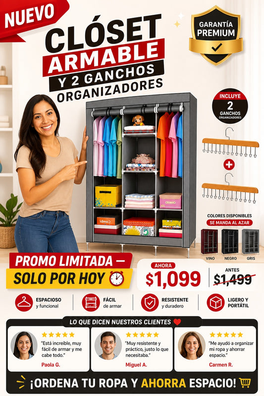 Closet Armable Y 2 Ganchos Organizadores - imagen 1