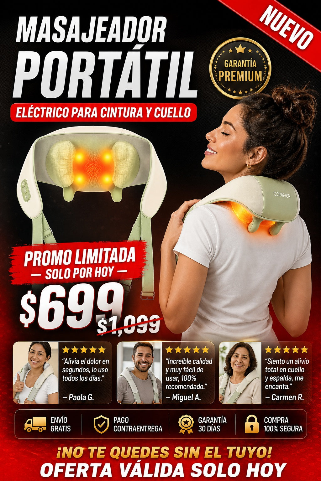 Masajeador portátil eléctrico para cintura y cuello - imagen 1 - hero
