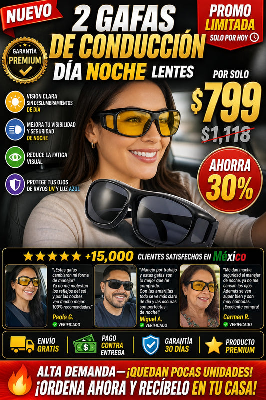 2 Gafas De Conduccion Dia Noche Lentes - imagen 1