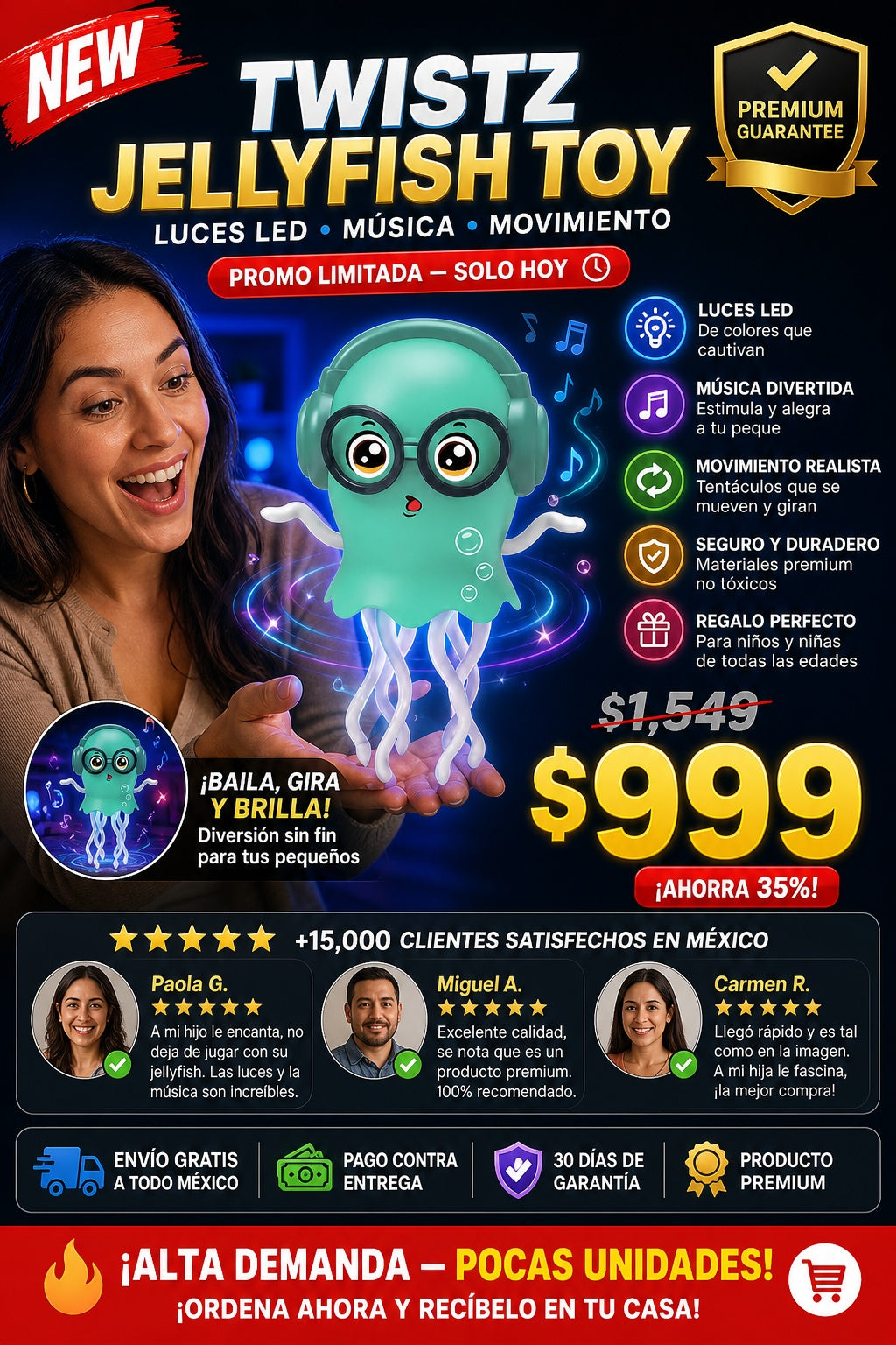 Juguete de medusa eléctrica con luces LED y música - imagen 1 - hero