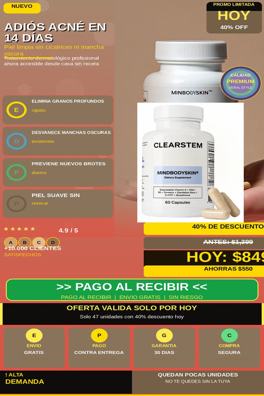 Suplemento Clearstem Tratamiento Acne — hero