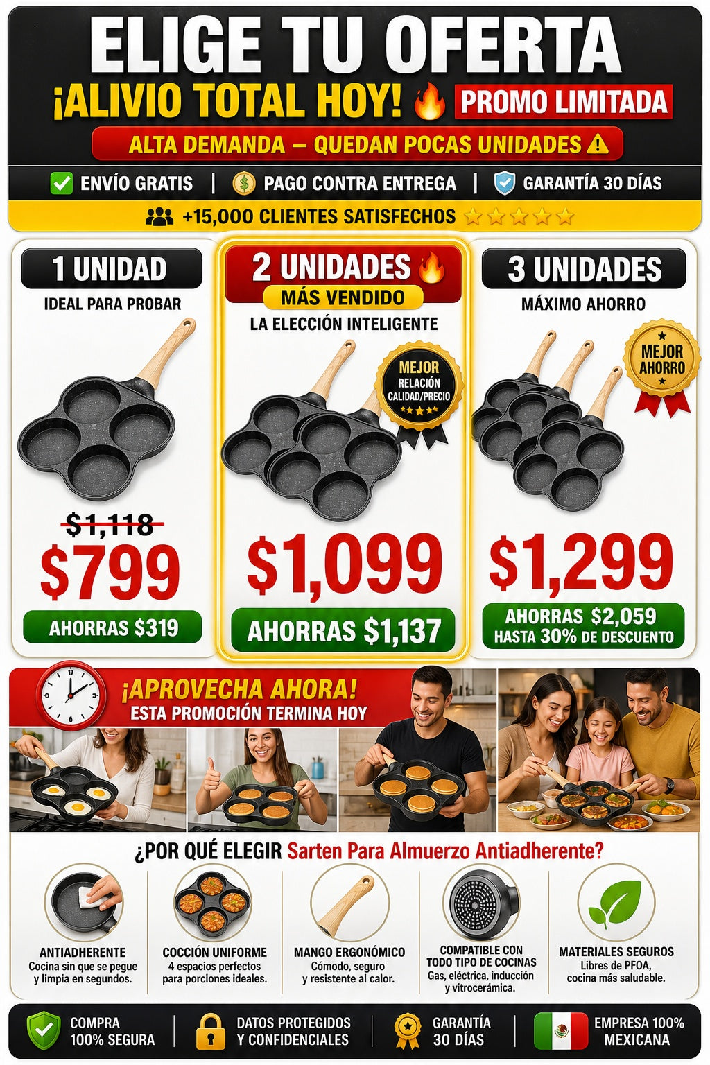Sarten Para Almuerzo Antiadherente - imagen 2