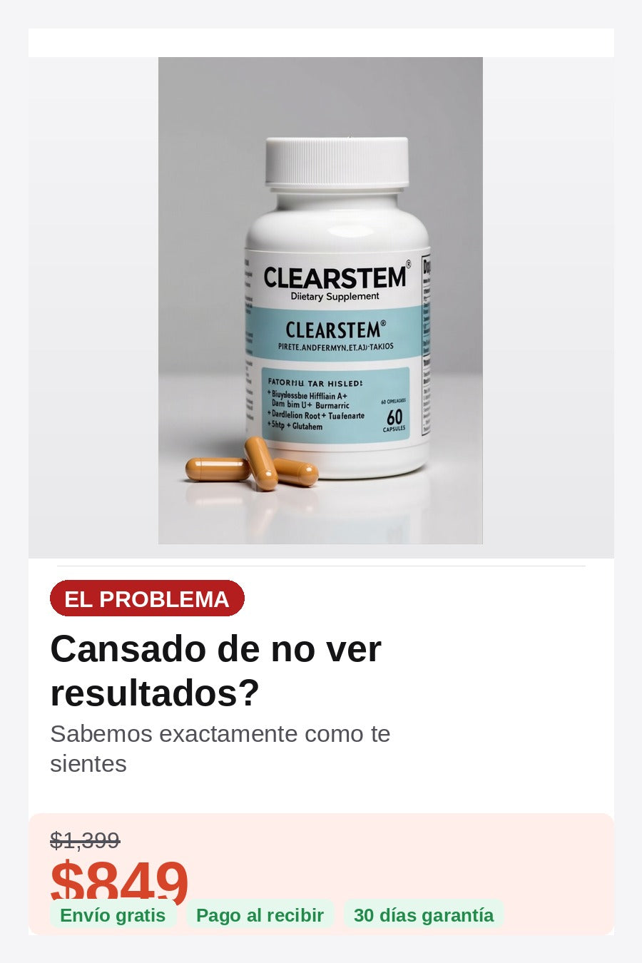 Suplemento Clearstem Tratamiento Acne — problema