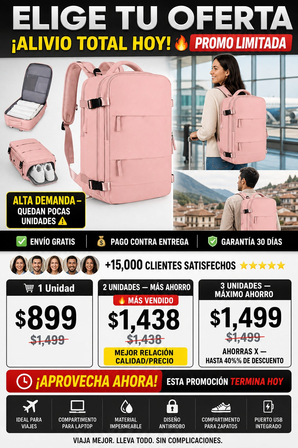 Mochila De Viaje Impermeable - imagen 2
