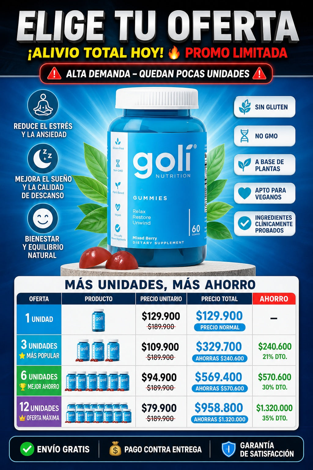 Suplemento Goli Ashwaganda 60 Gomas - imagen 2