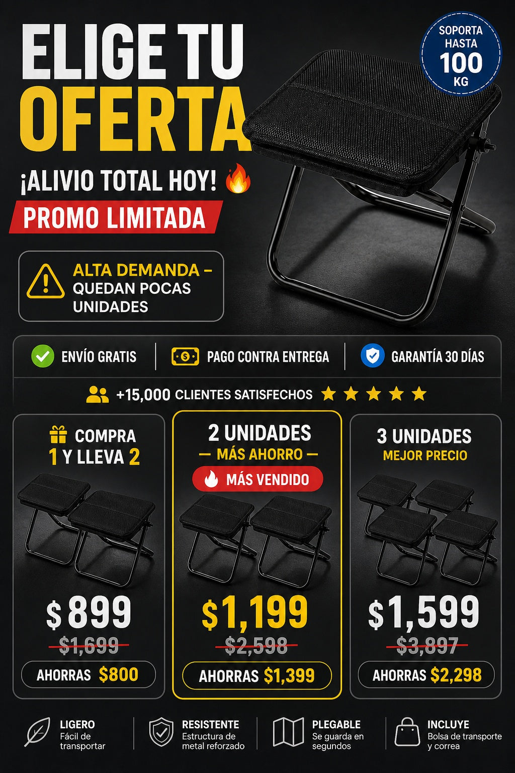Banquito De Bolsillo Plegable Y Portatil - imagen 2