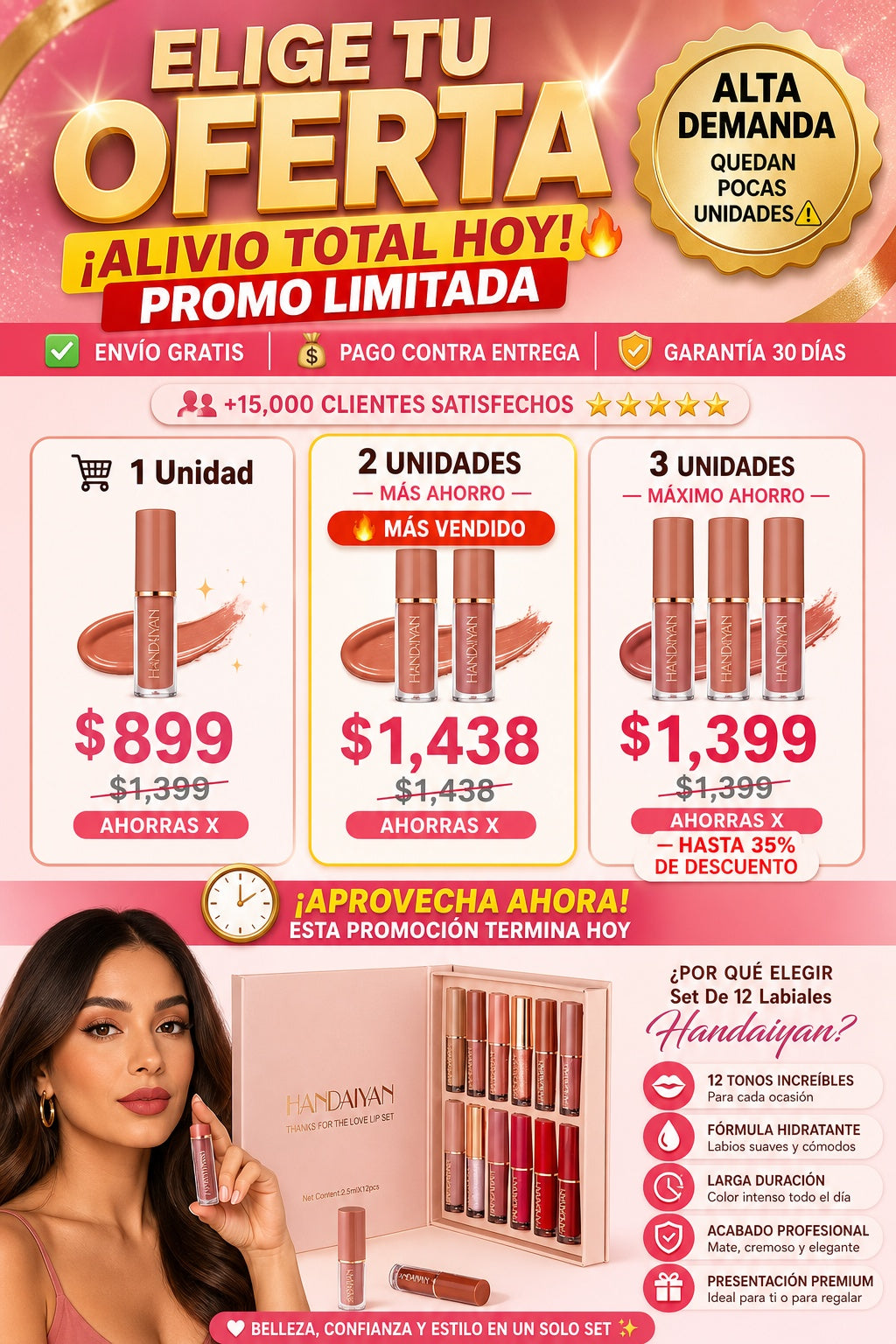 Set De 12 Labiales Handaiyan - imagen 2