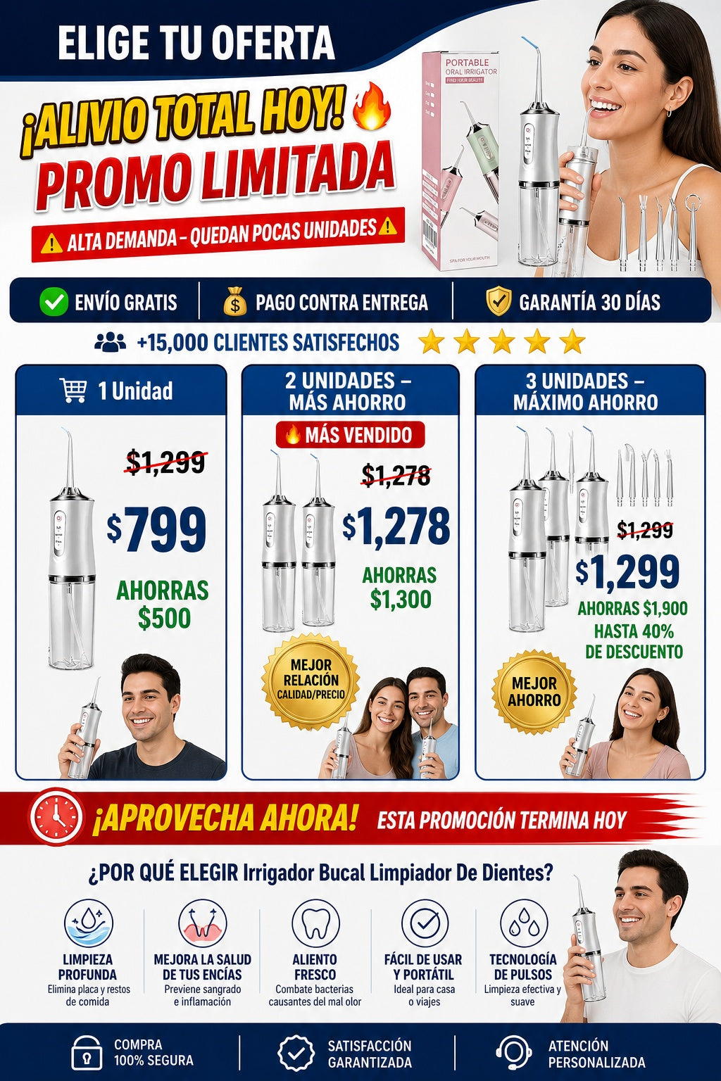 Irrigador Bucal Limpiador De Dientes - imagen 2
