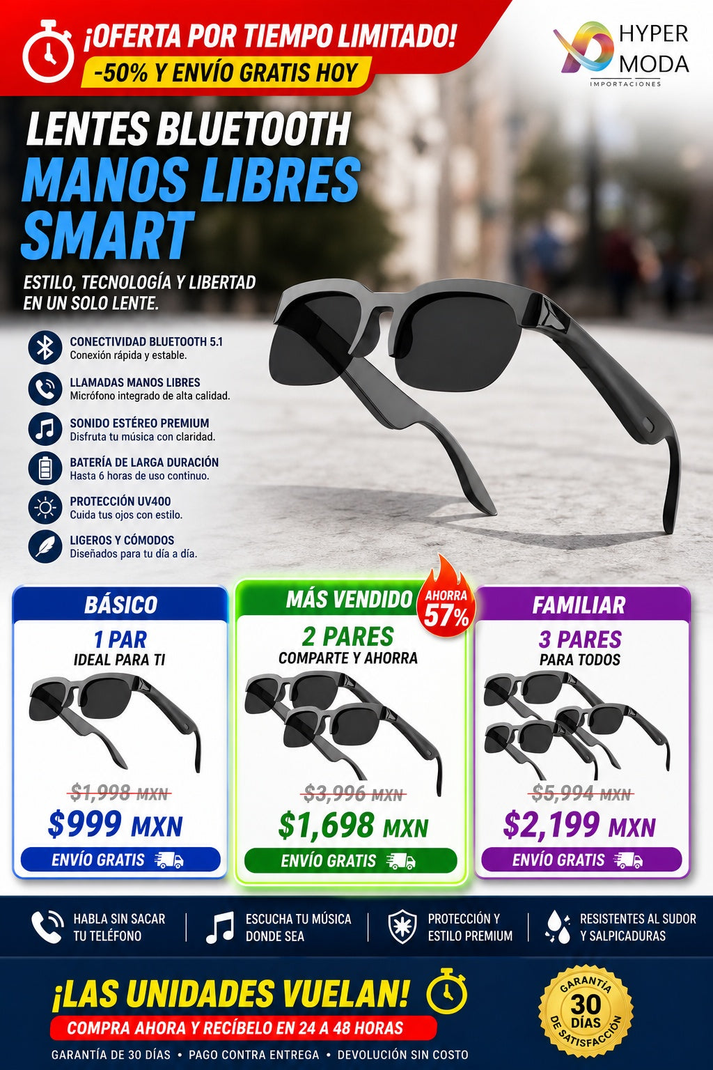 Lentes Bluetooth Manos Libres Smart - imagen 2