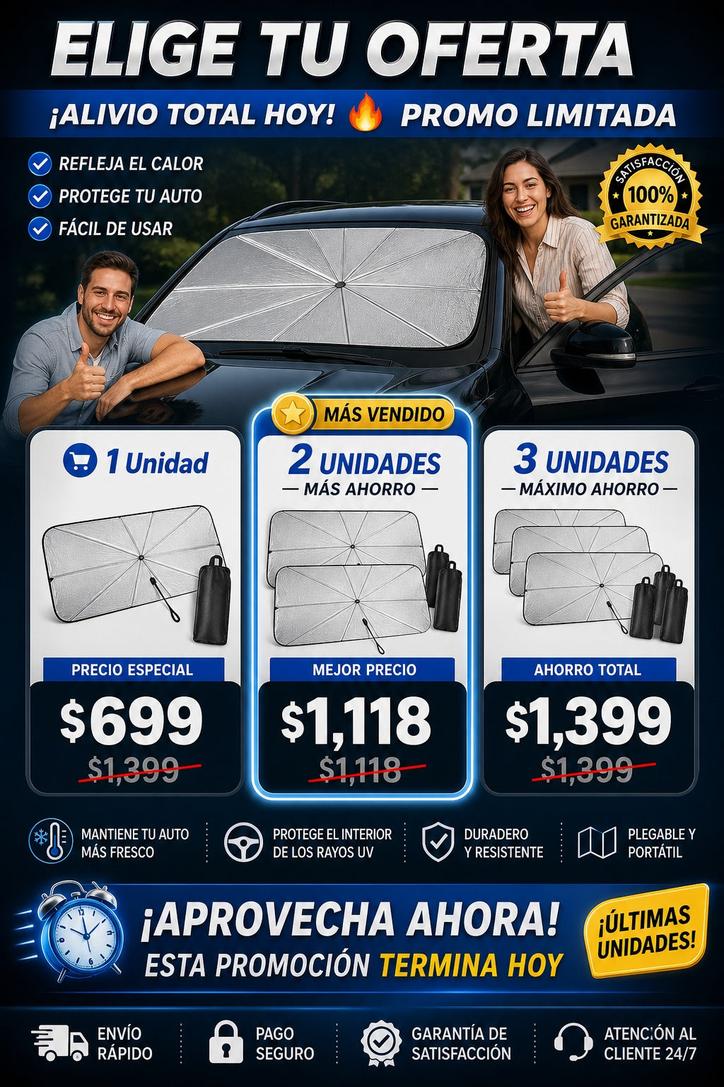 Parasol Plegable Para Parabrisas Coche - imagen 2