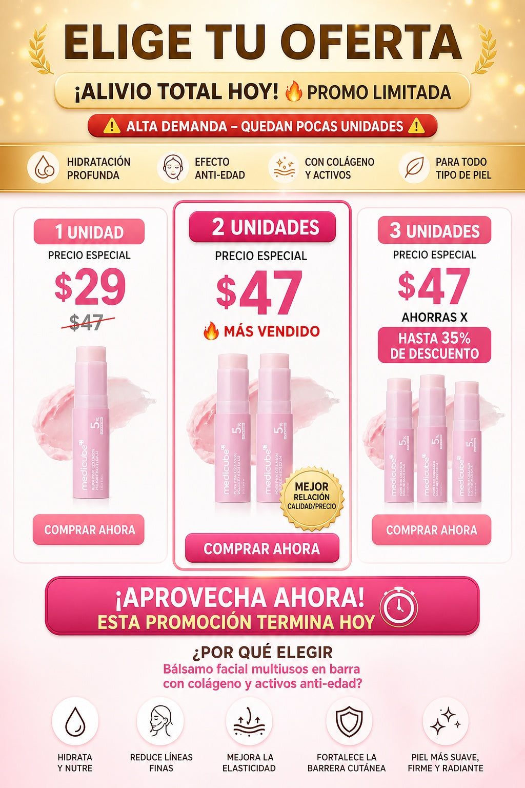 Bálsamo facial multiusos en barra con colágeno y activos anti-edad - imagen 2 - problema