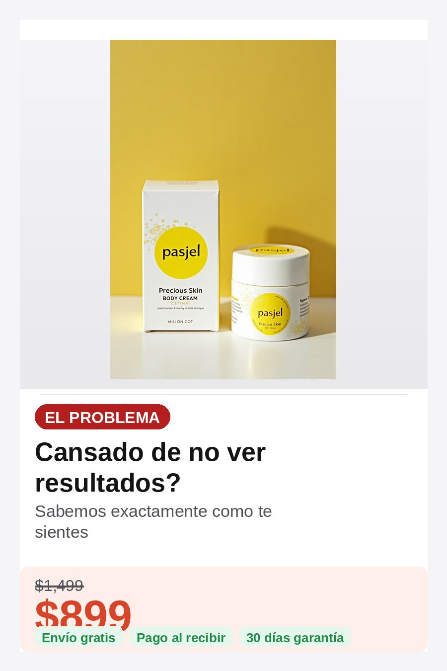 Crema Pasjel Para Estrias Y Cicatrices — problema