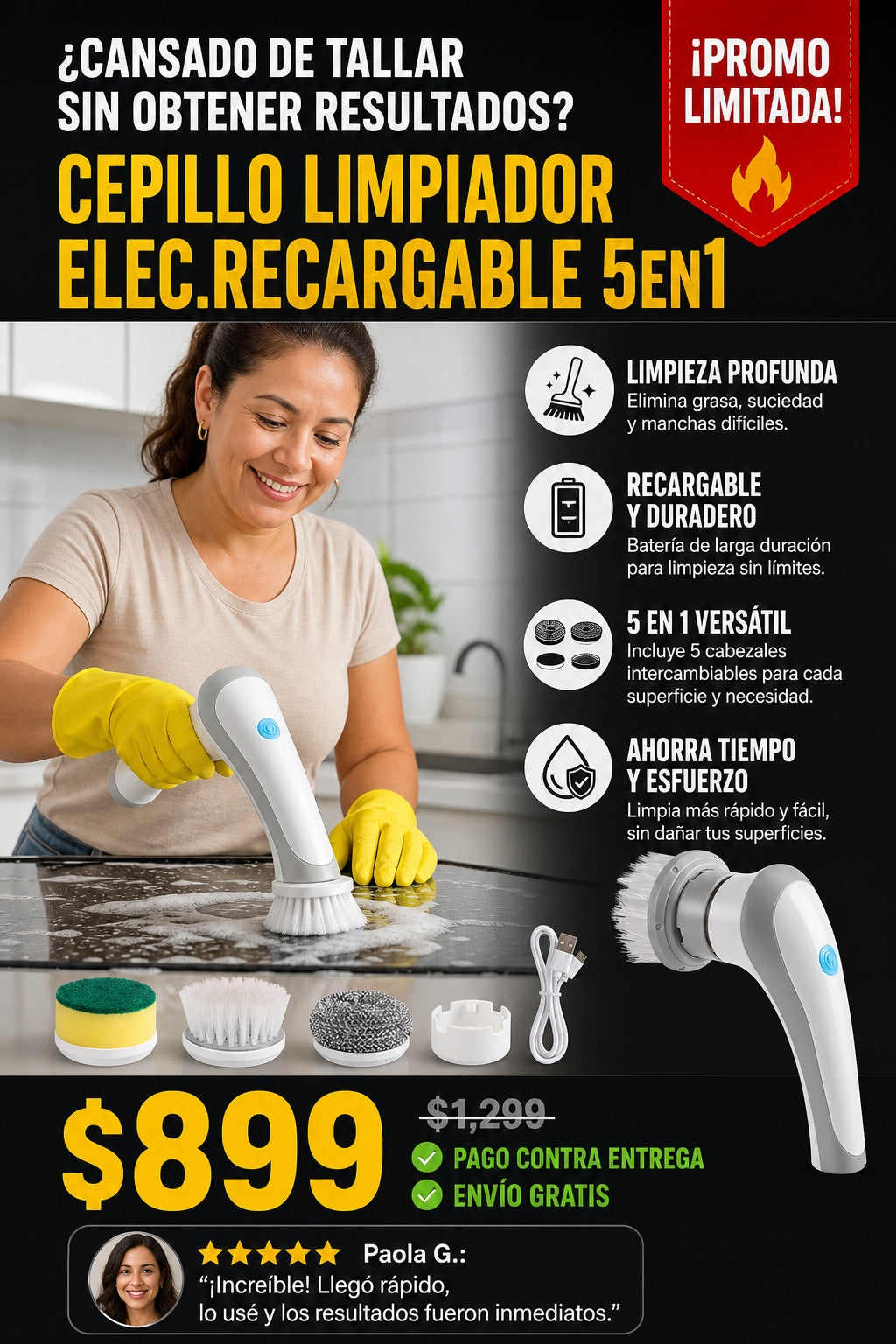 Cepillo Limpiador Elec.recargable 5en1 - imagen 3