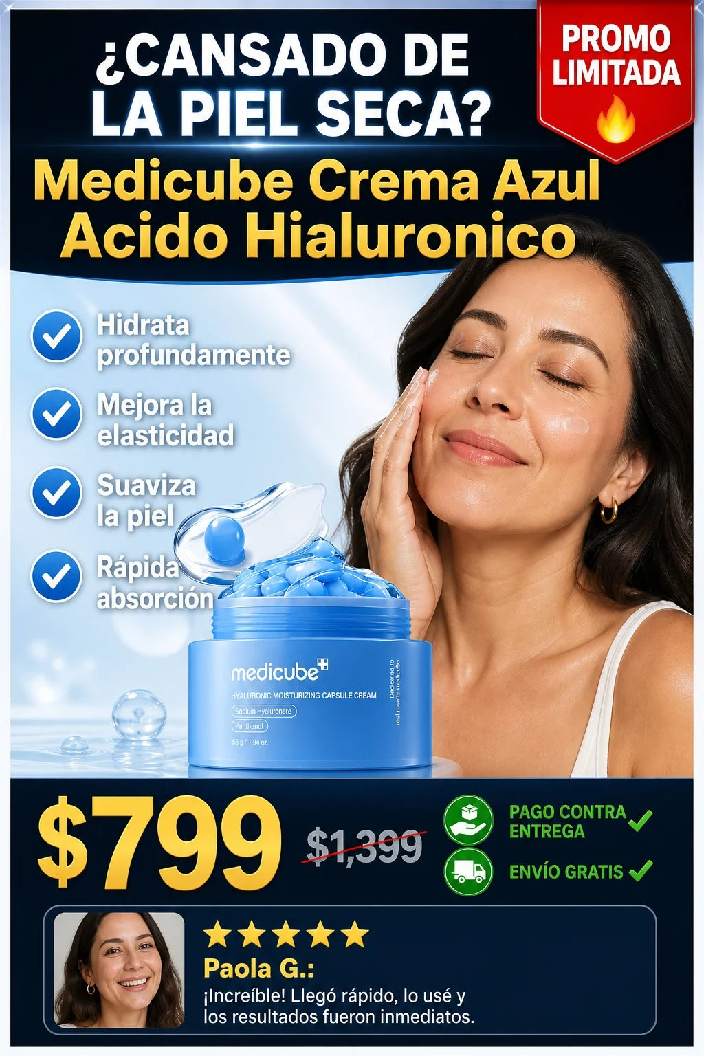 Medicube Crema Azul Ácido Hialurónico Hidratación Profunda