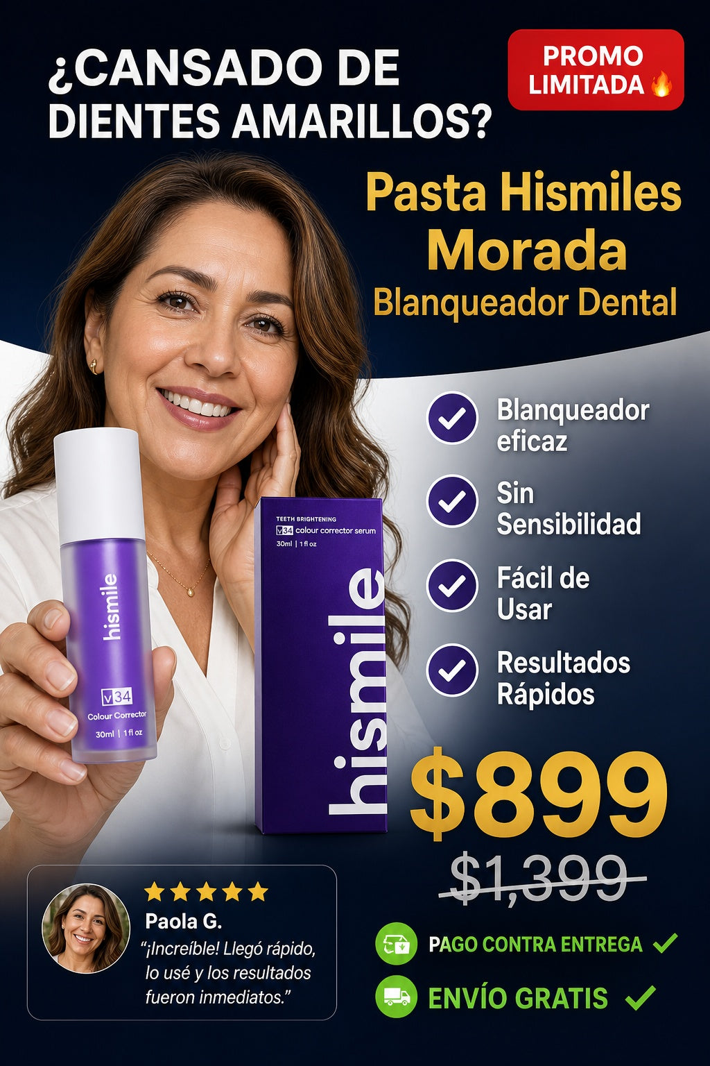 Pasta Hismiles Morada Blanqueador Dental - imagen 3 - solucion