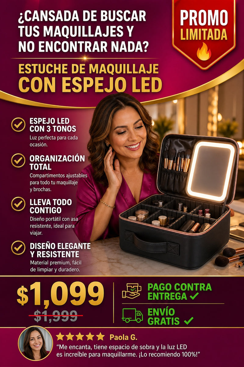 Estuche De Maquillaje Con Espejo Led - imagen 3