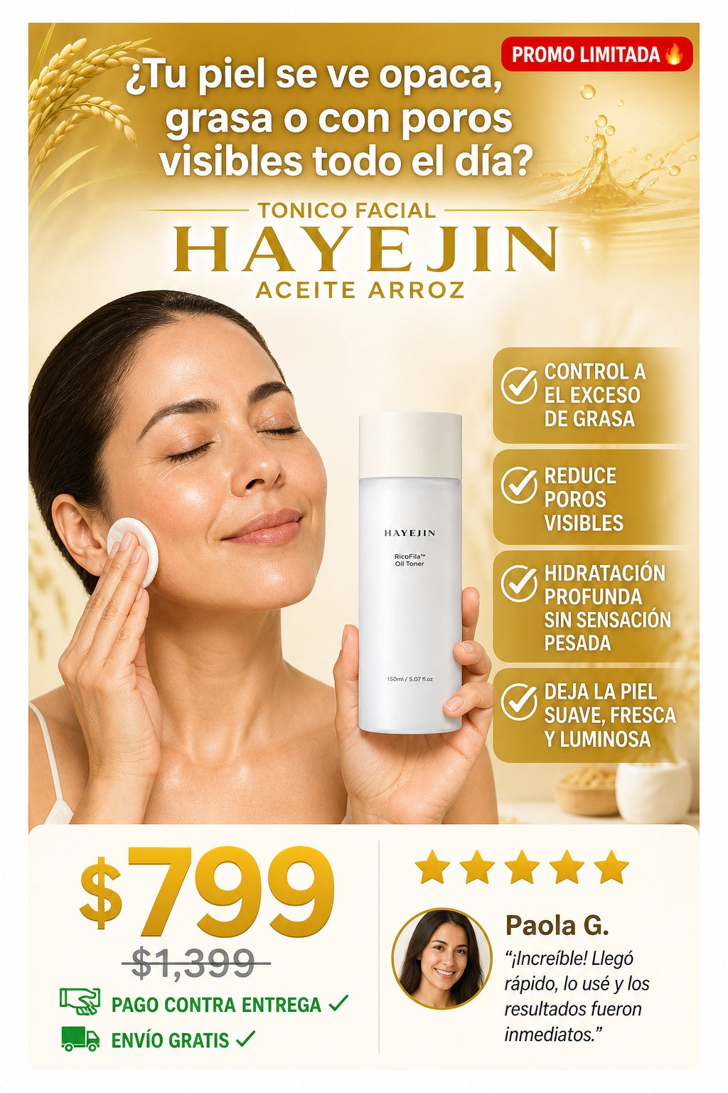 Tonico Facial Hayejin Aceite Arroz - imagen 3