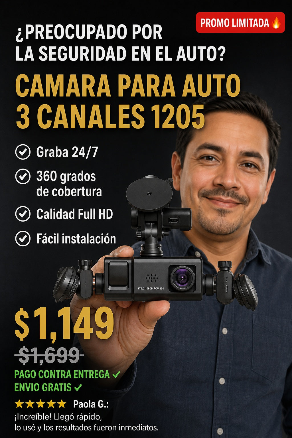 Camara Para Auto 3 Canales 1205 - imagen 3