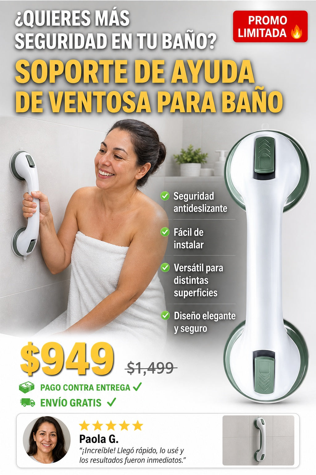 Soporte De Ayuda De Ventosa Para Baño - imagen 3