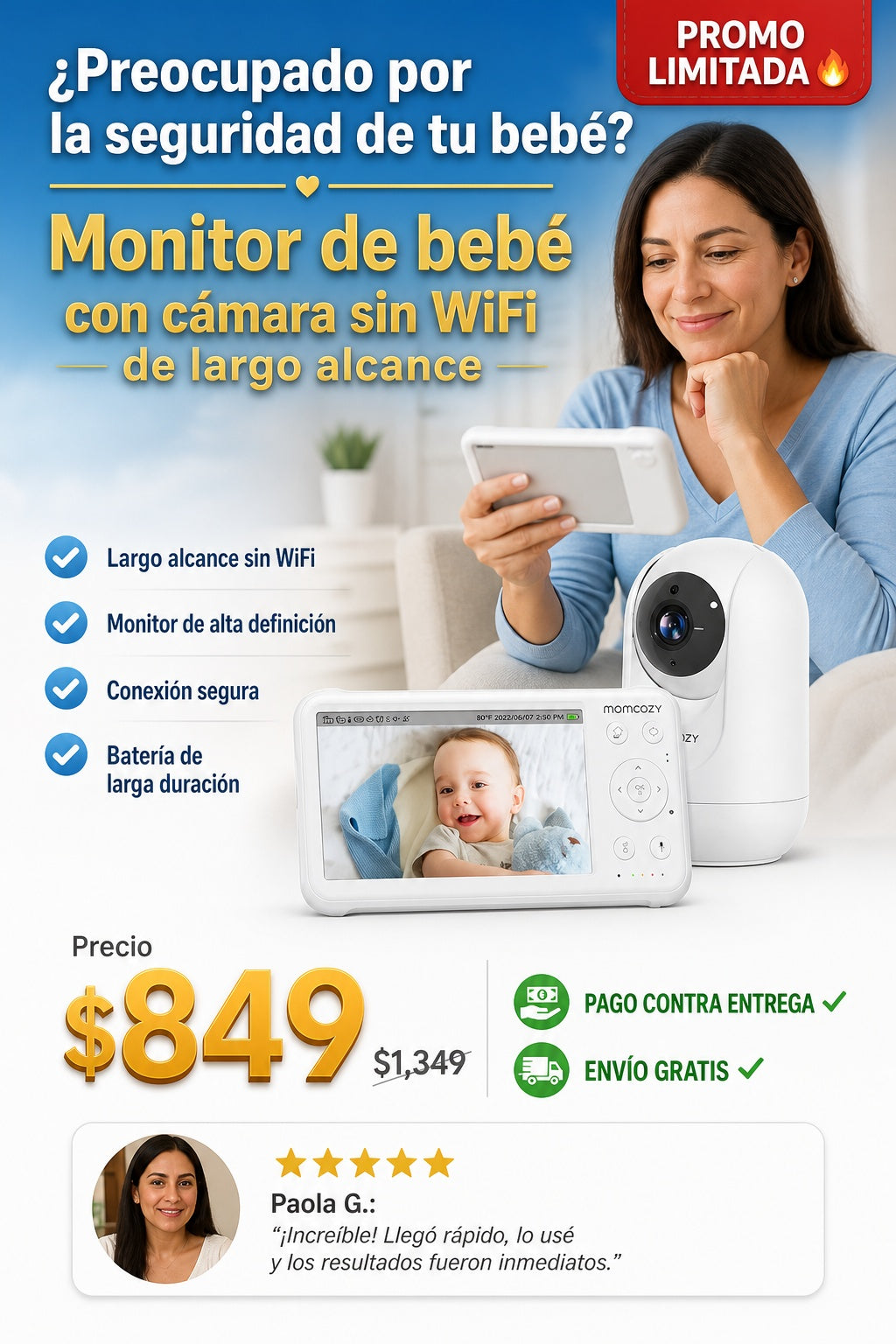 Monitor de bebé con cámara sin WiFi de largo alcance - imagen 3 - solucion