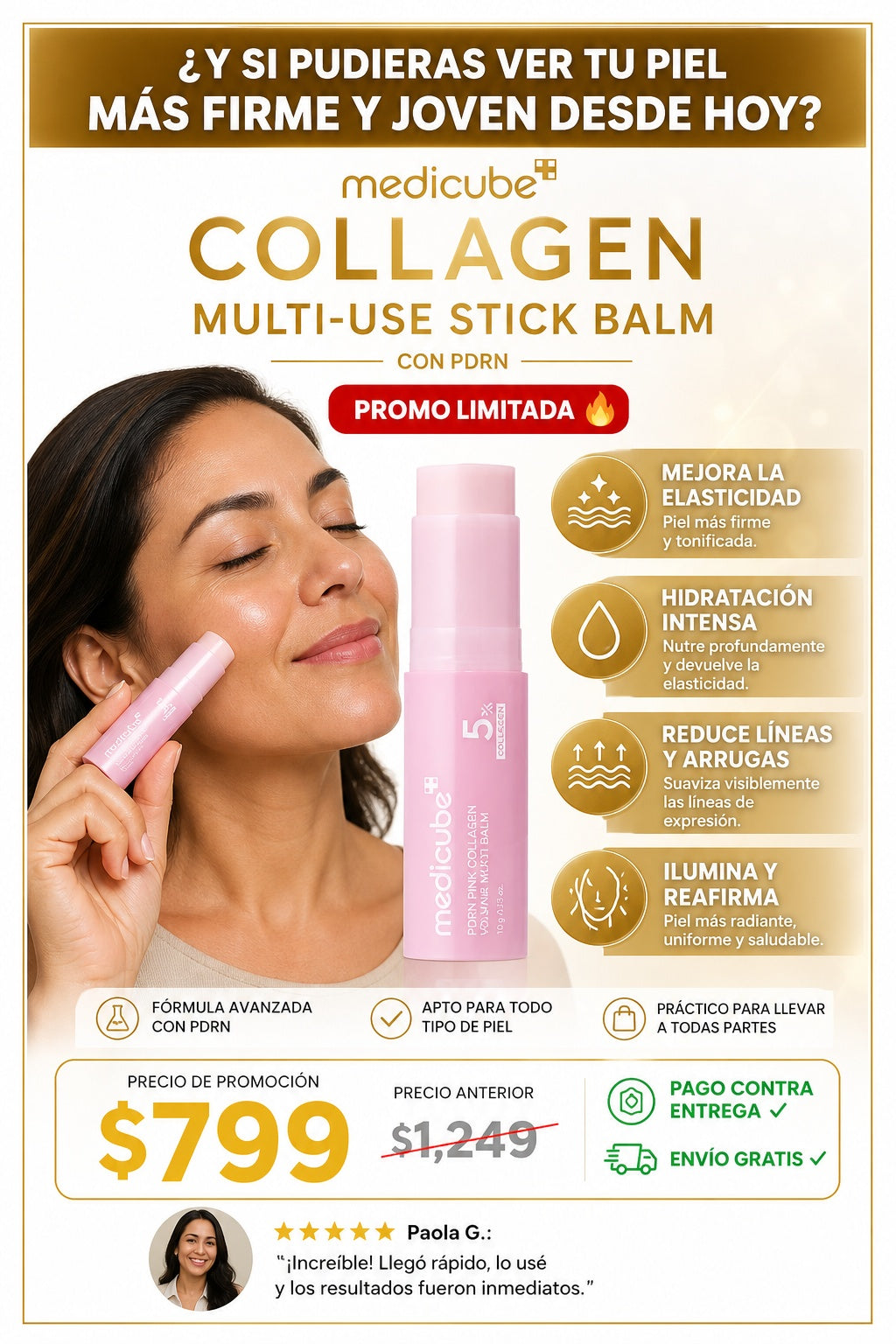 Bálsamo multiusos en stick con colágeno rosa y PDRN - imagen 3 - solucion
