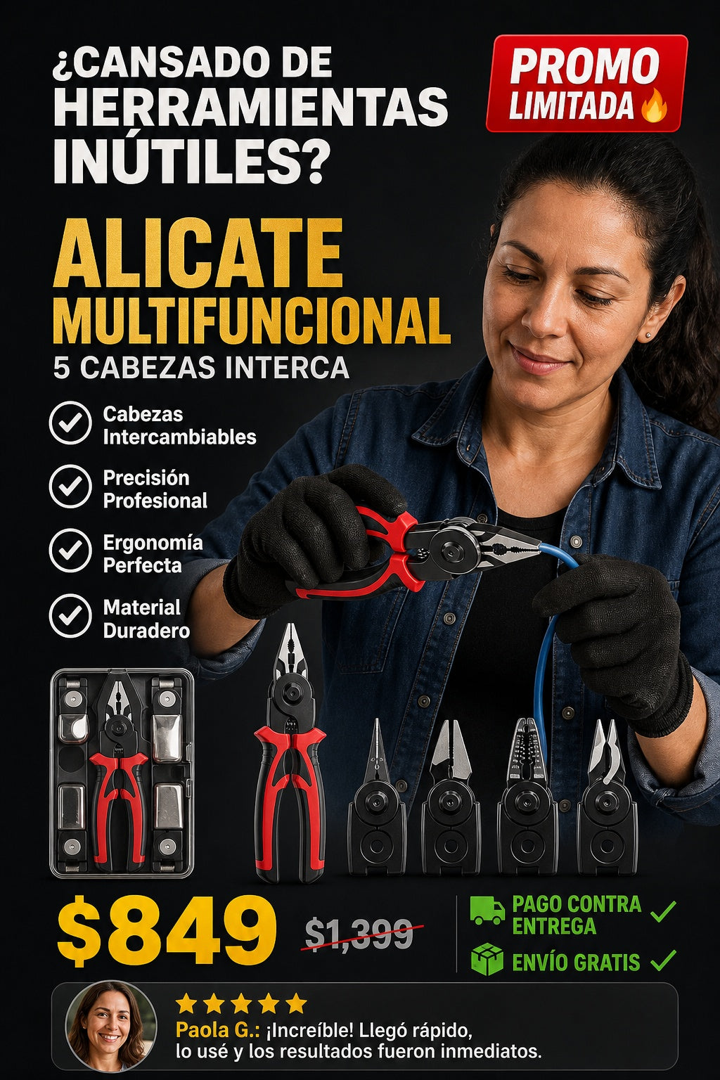 Alicate Multifuncional 5 Cabezas Interca - imagen 3