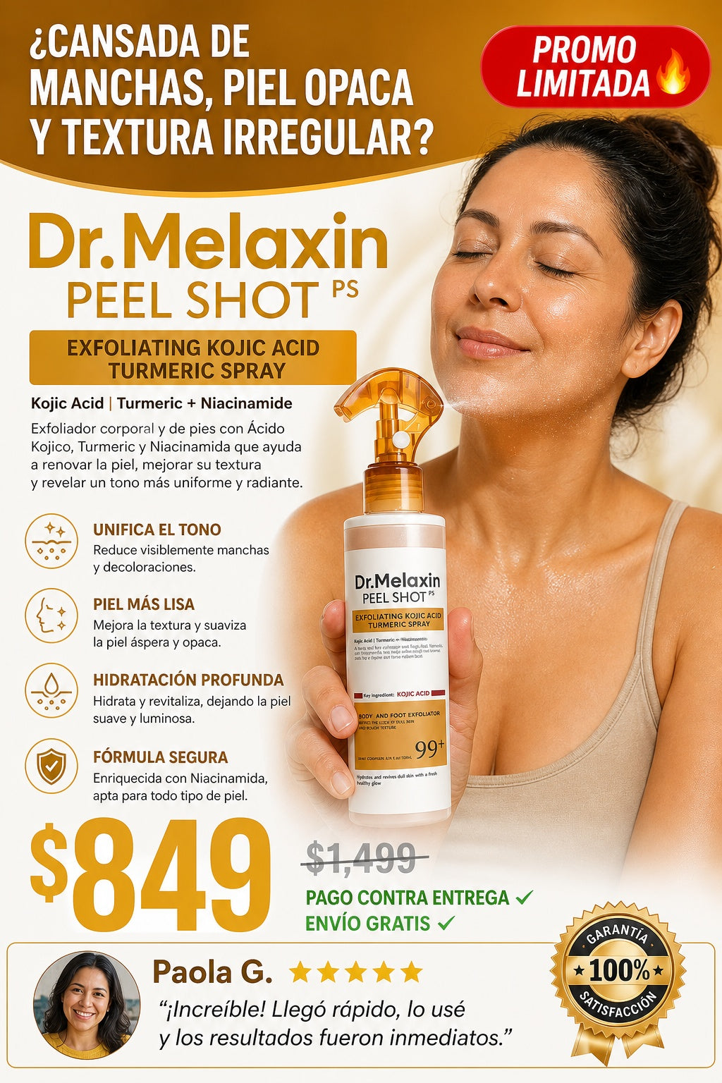 Spray Dr. Melaxin Exfoliante Curcuma - imagen 3