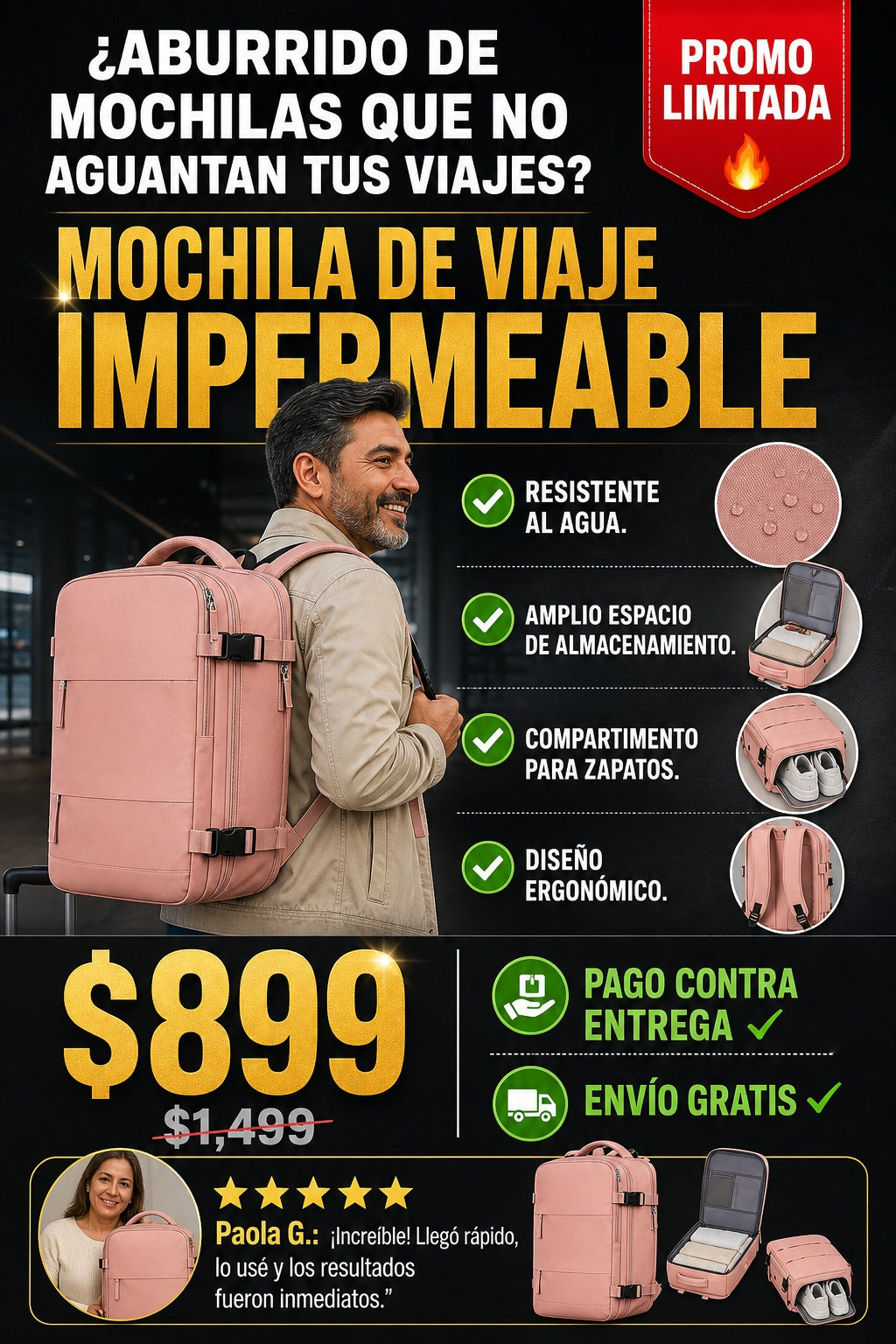 Mochila De Viaje Impermeable - imagen 3