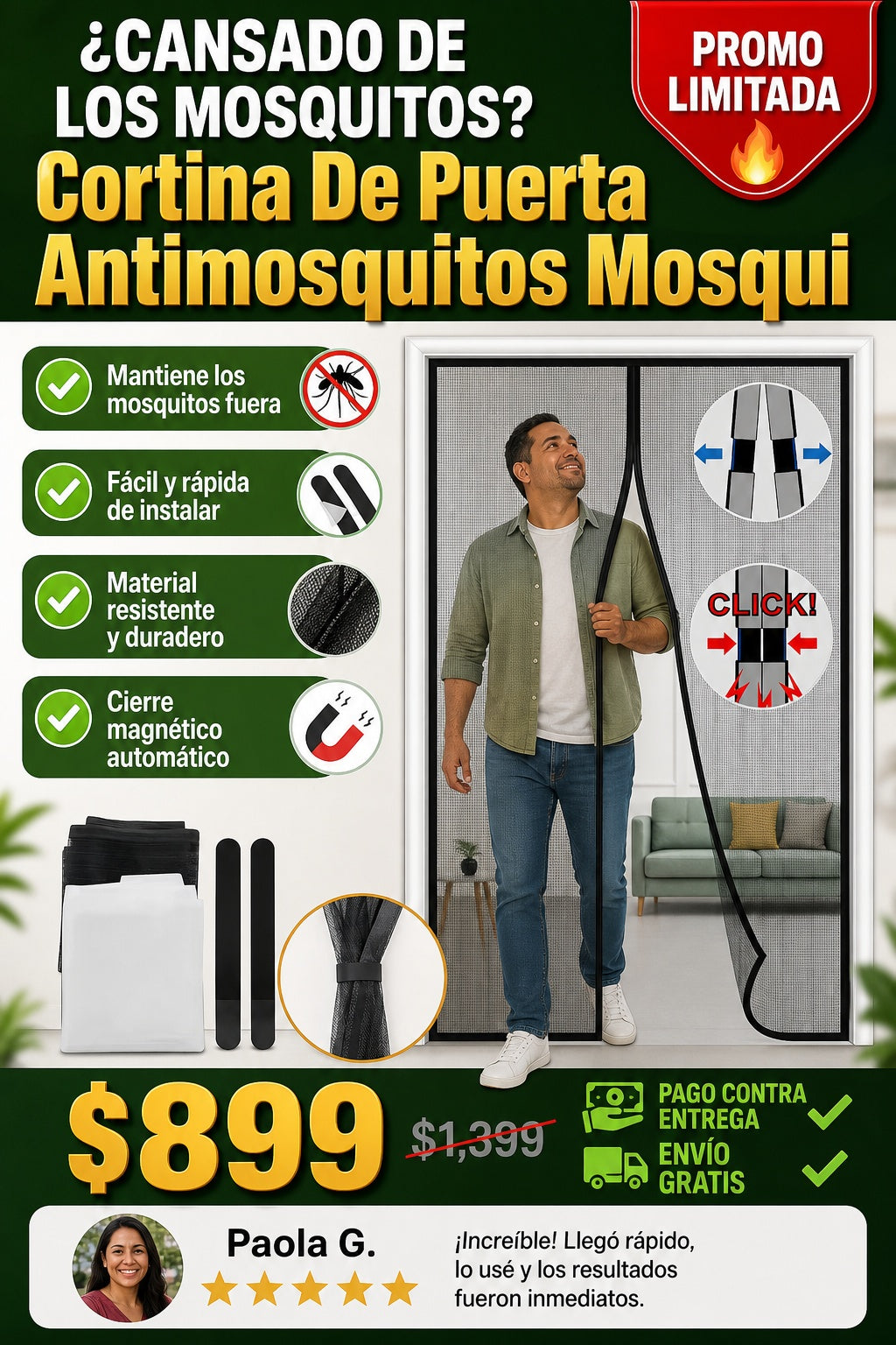 Cortina De Puerta Antimosquitos Mosqui - imagen 3