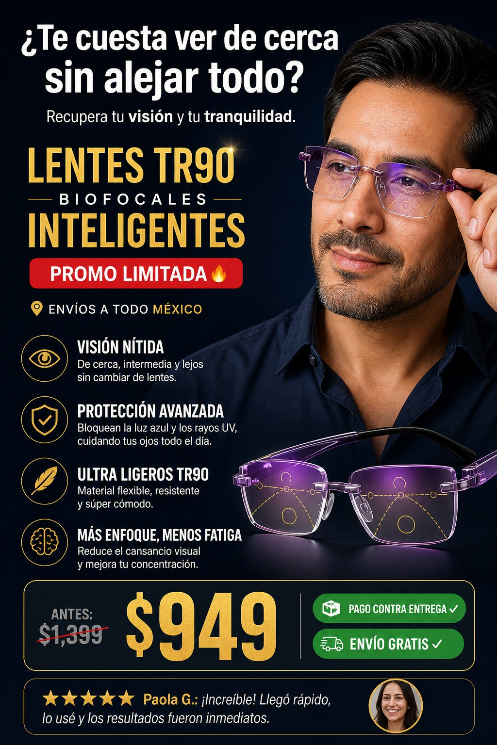 Lentes Tr90 Biofocales Inteligentes - imagen 3